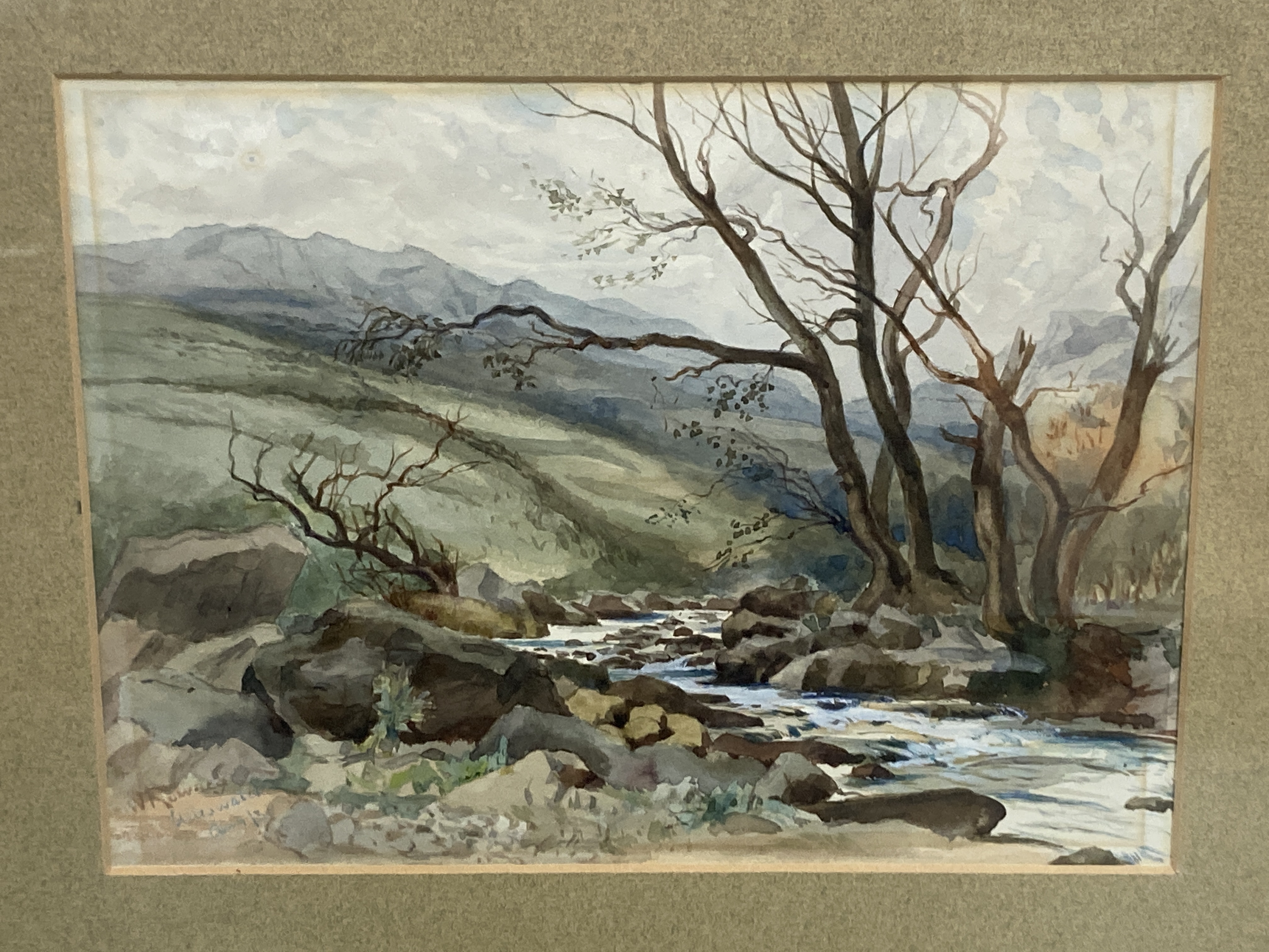 H. Rawson (19th C.), pair of watercolours, Mill Cottage, Reigate and Bates Brook, Redhill, signed, 35 x 25cm, together with various other pictures